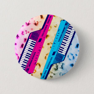 Corey Tiger 80's Retro Keytar Neon Snow Leopard Ronde Button 5,7 Cm