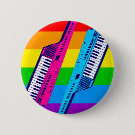 Corey Tiger 80's Retro Keytar Rainbow Ronde Button 5,7 Cm