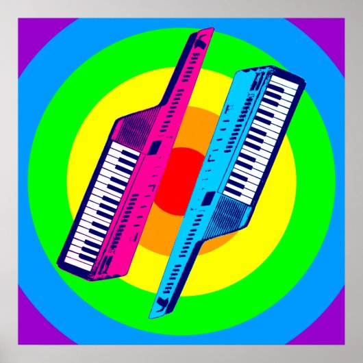 Corey Tiger 80s Retro  Keytar Synth Poster (Voorkant)