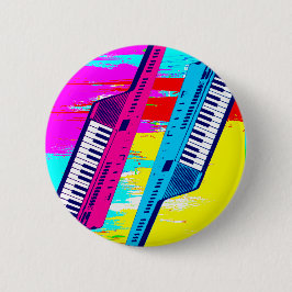 Corey Tiger 80's Retro Keytar Verf Drip Ronde Button 5,7 Cm