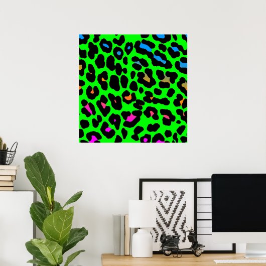 Corey Tiger 80s Retro Leopard Pattern Poster (Thuiskantoor)