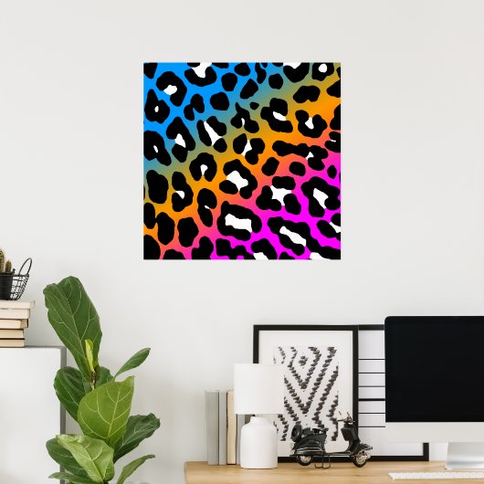 Corey Tiger 80s Retro Leopard Pattern Poster (Thuiskantoor)