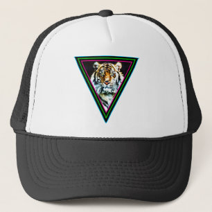 Corey Tiger 80s Retro Neon Driehoeken Tijgergezich Trucker Pet