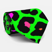 Corey Tiger 80s Retro Neon Leopard Print Stropdas (Opgerold)