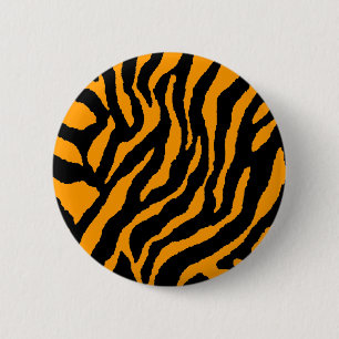 COREY TIGER 80S RETRO ORANJE TIJGERSTREPEN RONDE BUTTON 5,7 CM