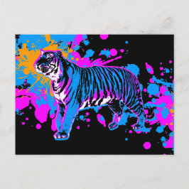 Corey Tiger '80s Retro Paint Splatter Tiger Briefkaart
