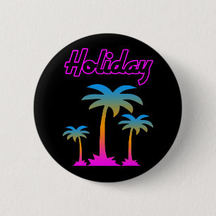 COREY TIGER 80s RETRO PALM TREES HOLIDAY ISLAND Ronde Button 5,7 Cm