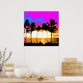 Corey Tiger 80's Retro Palm Trees Sunset Poster (Keuken)