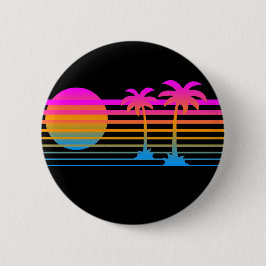 COREY TIGER 80s RETRO PALM TREES TROPICAL SUNSET Ronde Button 5,7 Cm