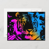 COREY TIGER '80S RETRO PYSCHEDELIC TIGER GEZICHT BRIEFKAART (Voorkant / Achterkant)