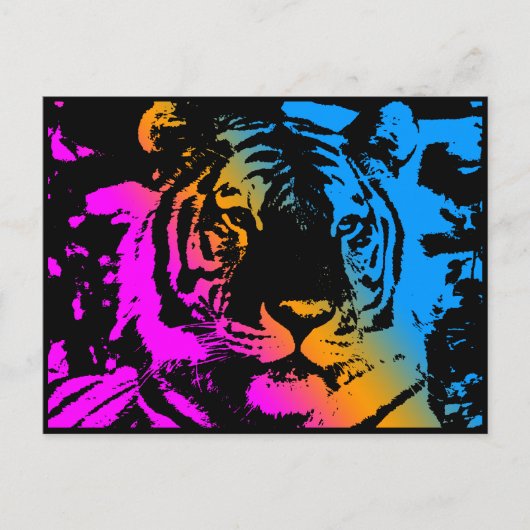 COREY TIGER '80S RETRO PYSCHEDELIC TIGER GEZICHT BRIEFKAART (Voorkant)
