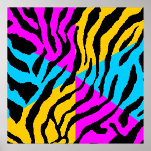 Corey Tiger 80s Retro Tiger Pattern Poster