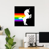 Corey Tiger 80s Retro Unicorn Rainbow Poster (Thuiskantoor)