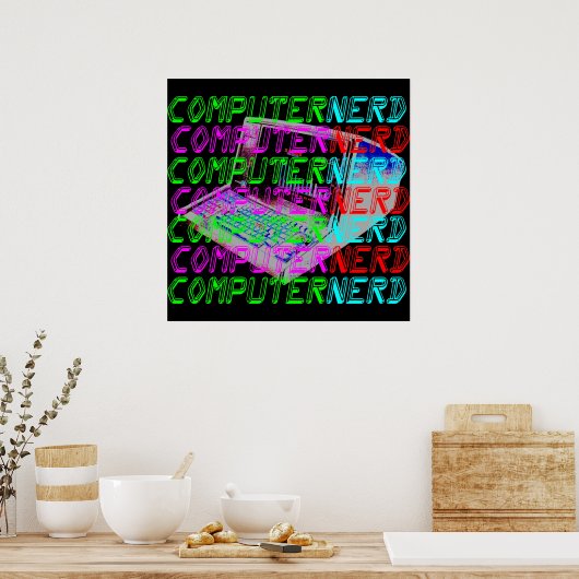 Corey Tiger 80s  Style Computer Nerd Poster (Keuken)