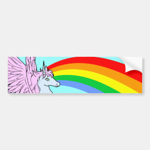 Corey Tiger 80s  Style Unicorn Rainbow Bumpersticker
