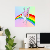 Corey Tiger 80s  Unicorn-regenboog Poster (Thuiskantoor)
