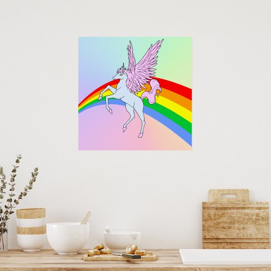 Corey Tiger 80s  Unicorn-regenboog Poster (Keuken)