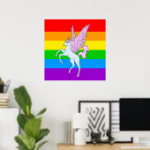 Corey Tiger 80s  Unicorn-regenboog Poster (Thuiskantoor)