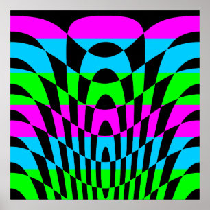 Corey Tiger 80s Vintage Op Art Poster
