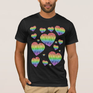Corey Tiger 80s Vintage Regenboog Valentijnsharten T-shirt
