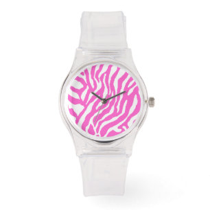 Corey Tiger 80s Vintage Stijl Tijgerstrepen (Roze) Horloge