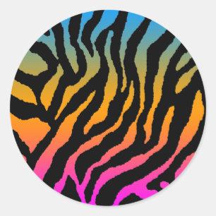 COREY TIGER JAREN '80 RETRO TIJGERSTREPEN MULTICOL RONDE STICKER