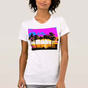 COREY TIGER JAREN 80 RETRO VINTAGE PALMBOMEN ZONSO T-SHIRT