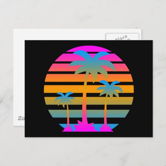 COREY TIGER RETRO SUNSET PALM TREES BRIEFKAART (Voorkant / Achterkant)