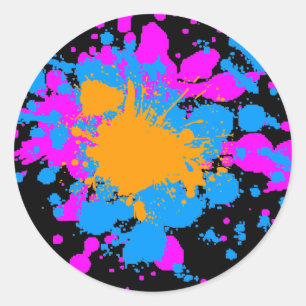 Corey Tijger 80s Retro Verfspetters (Multikleur) Ronde Sticker
