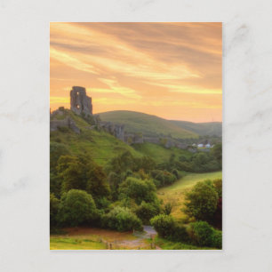 Corfe Castle Sunrise Briefkaart