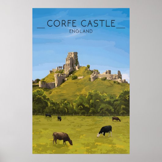 Corfe Castle Travel Poster (Devant)