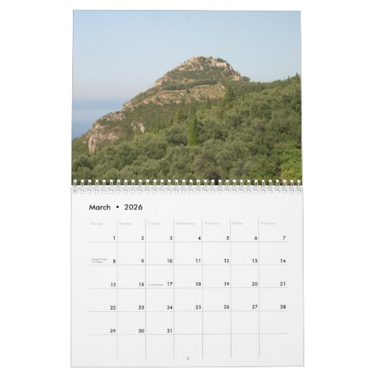 CORFU, Calendrier Mur GRÈCE (Mar 2026)