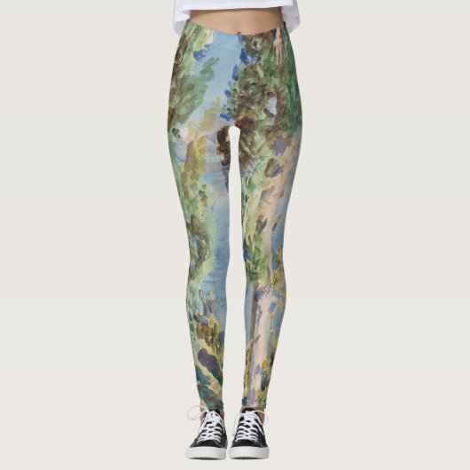 Corfu Cypresses van John Singer Sargent Leggings (Voorkant)
