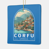 Corfu Greece Travel Art Emblem Keramisch Ornament (Links)