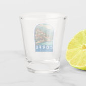 Corfu Greece Travel Art Emblem Shot Glas (Achterkant)