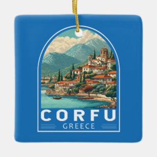 Corfu Griekenland Reis Kunst Embleem Keramisch Ornament