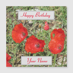 Corfu Red Poppies Carte magnétique d'anniversaire
