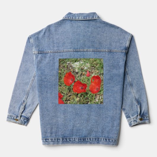 Corfu Red Poppies Denim Jacket (Achterkant)