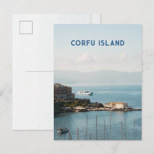 Corfu Stad Haven Uitzicht, Reizen Briefkaart
