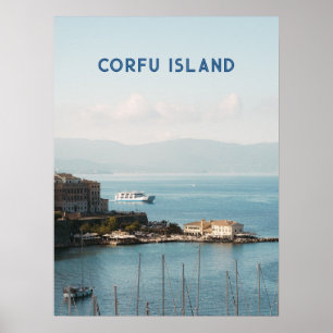 Corfu Stad Haven Uitzicht, Reizen Poster