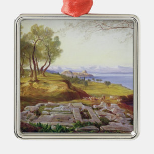 Corfu uit Ascension, c.1856-64 (olie op canvas) Metalen Ornament