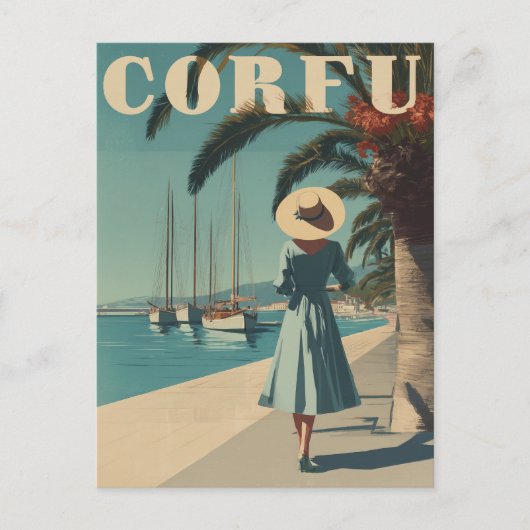 Corfu vintage travel briefkaart (Voorkant)