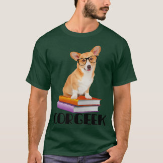 Corgeek Reading Books Geek Funny Corgi Hondenliefh T-shirt