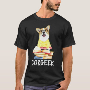 Corgeek Schattige Corgi Geek Hond Punt Boekenwurm T-shirt
