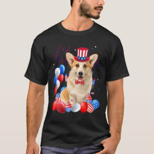 Corgi 4 juli Balloons Amerikaanse vlag Dog T-shirt