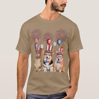 Corgi 4 juli Hondenliefhebber Mannen Women America T-shirt