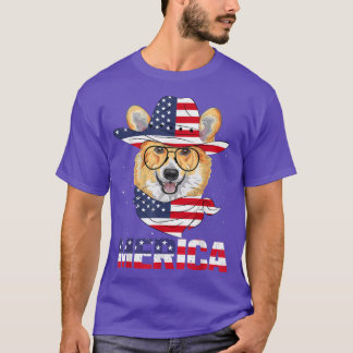 Corgi 4 juli Merica Corgi Dog USA Flag Indepe T-shirt