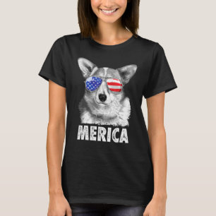 Corgi 4 juli Merica Mannen Women Usa American Fl T-shirt