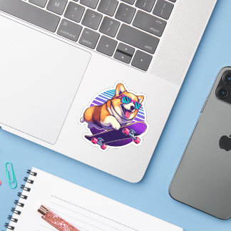Corgi 80's skater sticker