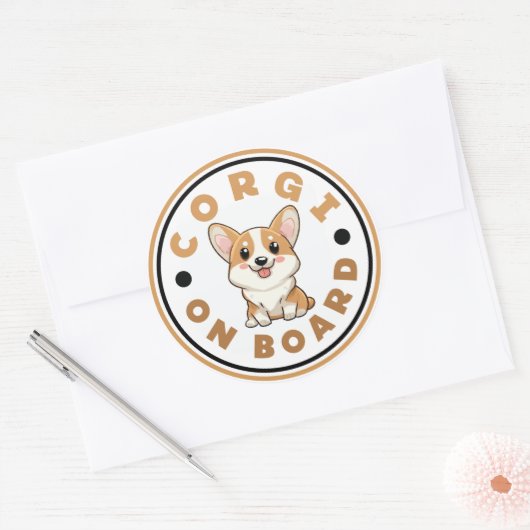 CORGI aan boord Ronde Sticker (Envelop)